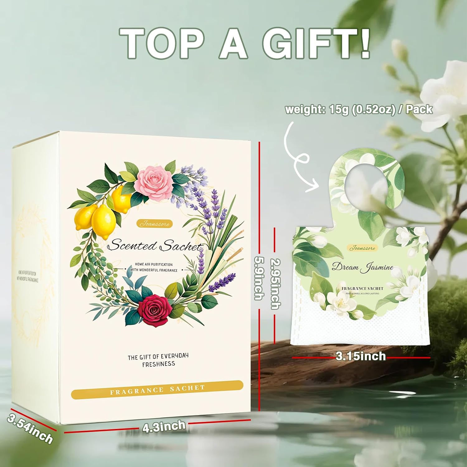 15 Packs Scented Sachets Bag for Drawers and Closets, Home Fragrance Sachet, Long-Lasting Hanging Closet Deodorizer Smell Goods for House (Dream Jasmine)