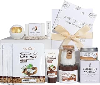 Coconut Spa Gifts for Women Birthday Self Care Kit Mothers Gifts Basket Thank You Relaxing Bath Sets for Moms Friends Co-worker Daughter Girlfriend Grandma Sister Teacher Daughter-in-Law