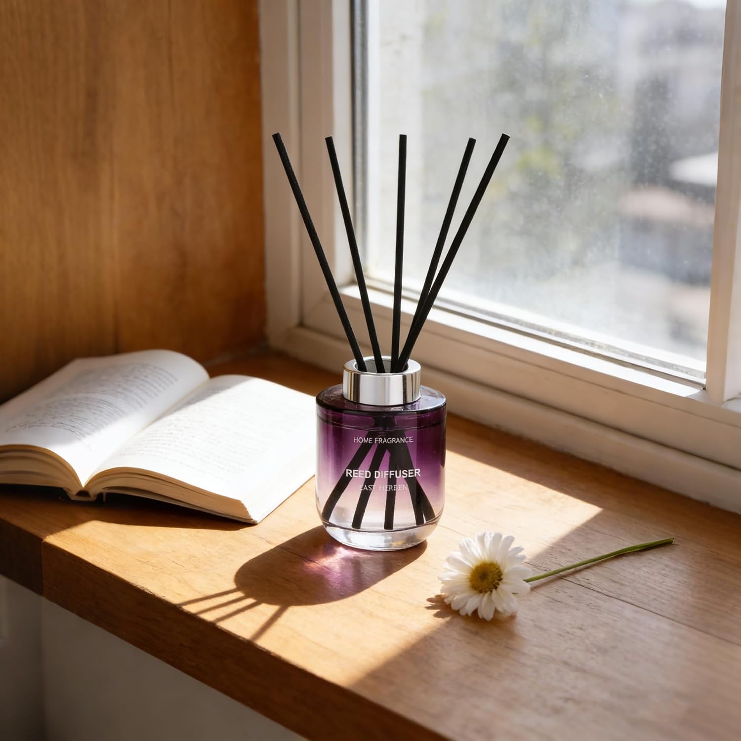 Reed Diffuser Set 5.07oz (150ml) Rose Scented Diffuser Oils with 6 Diffuser Sticks Bathroom Shelf Decor & Air Freshener House Bedroom Office Decor