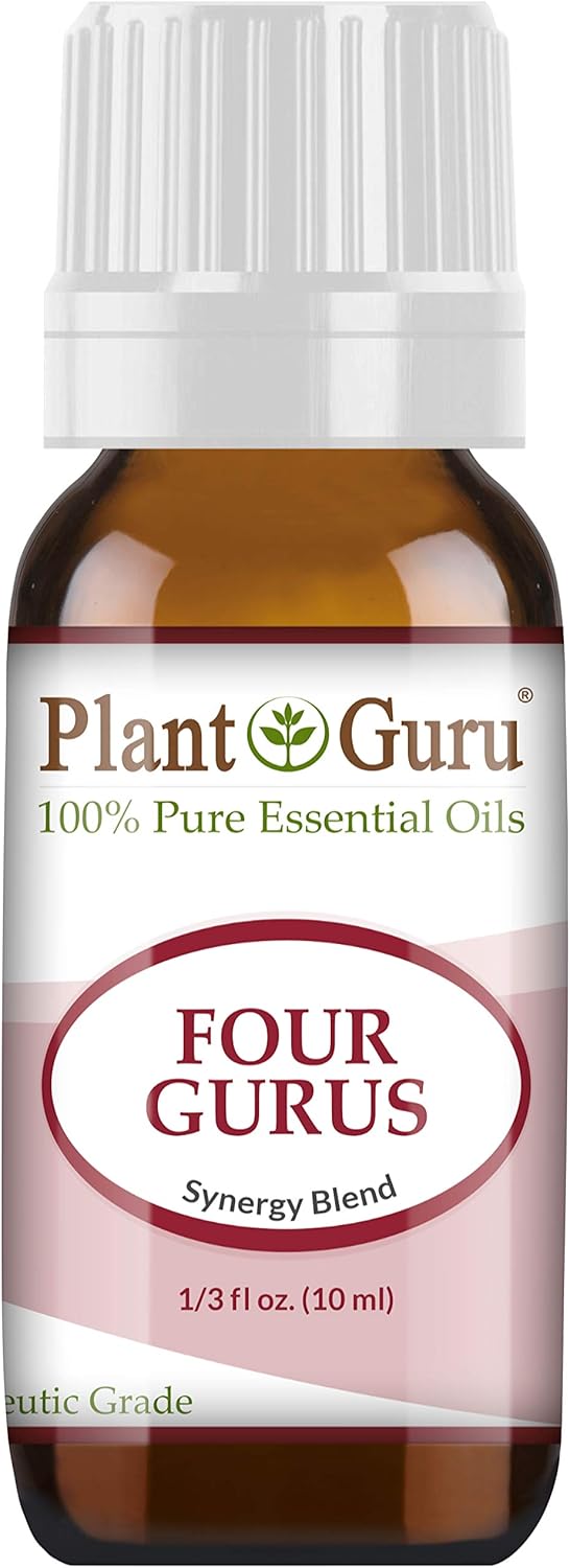 Four Gurus Essential Oil Blend 10 ml 100% Pure Natural Therapeutic Grade Blended with Clove, Cinnamon, Lemon, Rosemary Eucalyptus for Aromatherapy Diffuser and Immune Support