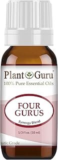 Four Gurus Essential Oil Blend 10 ml 100% Pure Natural Therapeutic Grade Blended with Clove, Cinnamon, Lemon, Rosemary Eucalyptus for Aromatherapy Diffuser and Immune Support