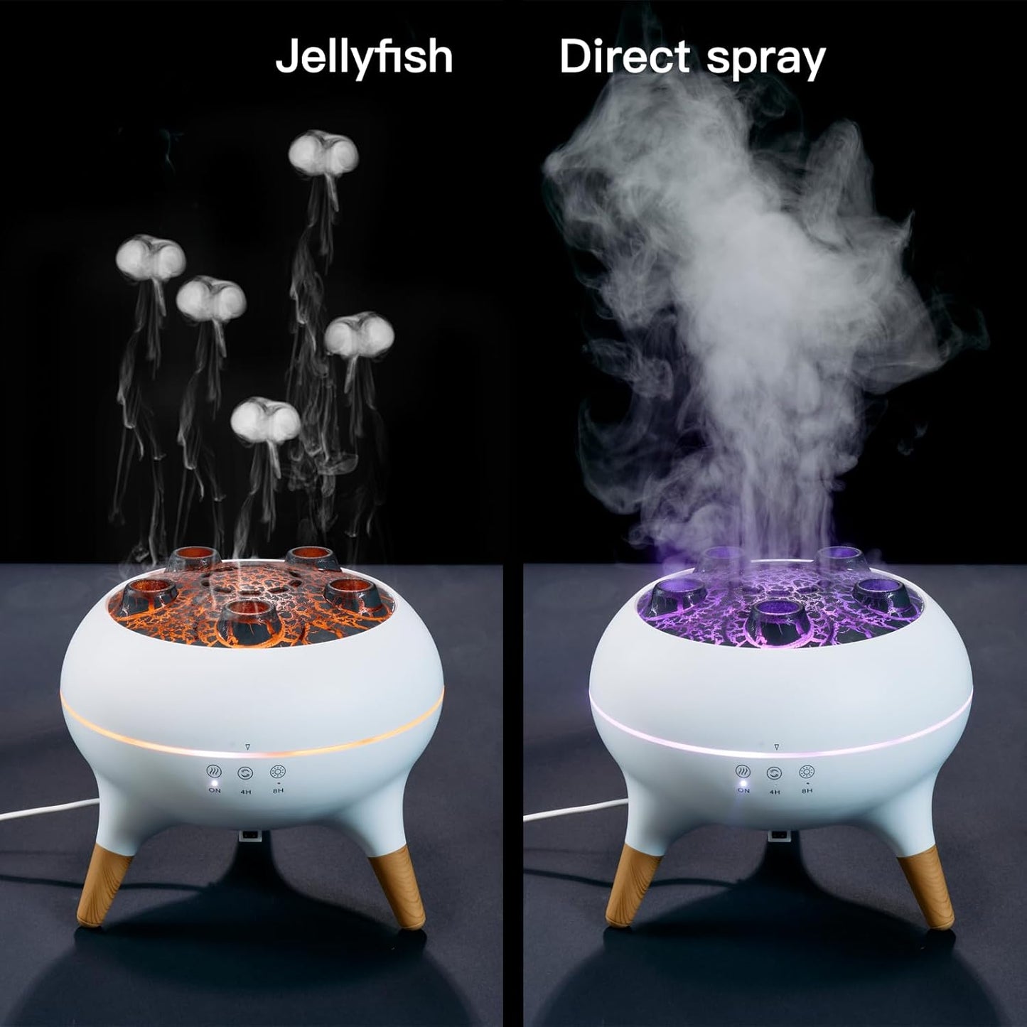 Essential Oil Diffuser 250ML,Jellyfish Diffuser Air Humidifiers Sound Pickup Ultrasonic Aromatherapy Diffuser Remote Control 7 Color Lights for Home Bedroom Office Hotel(White)