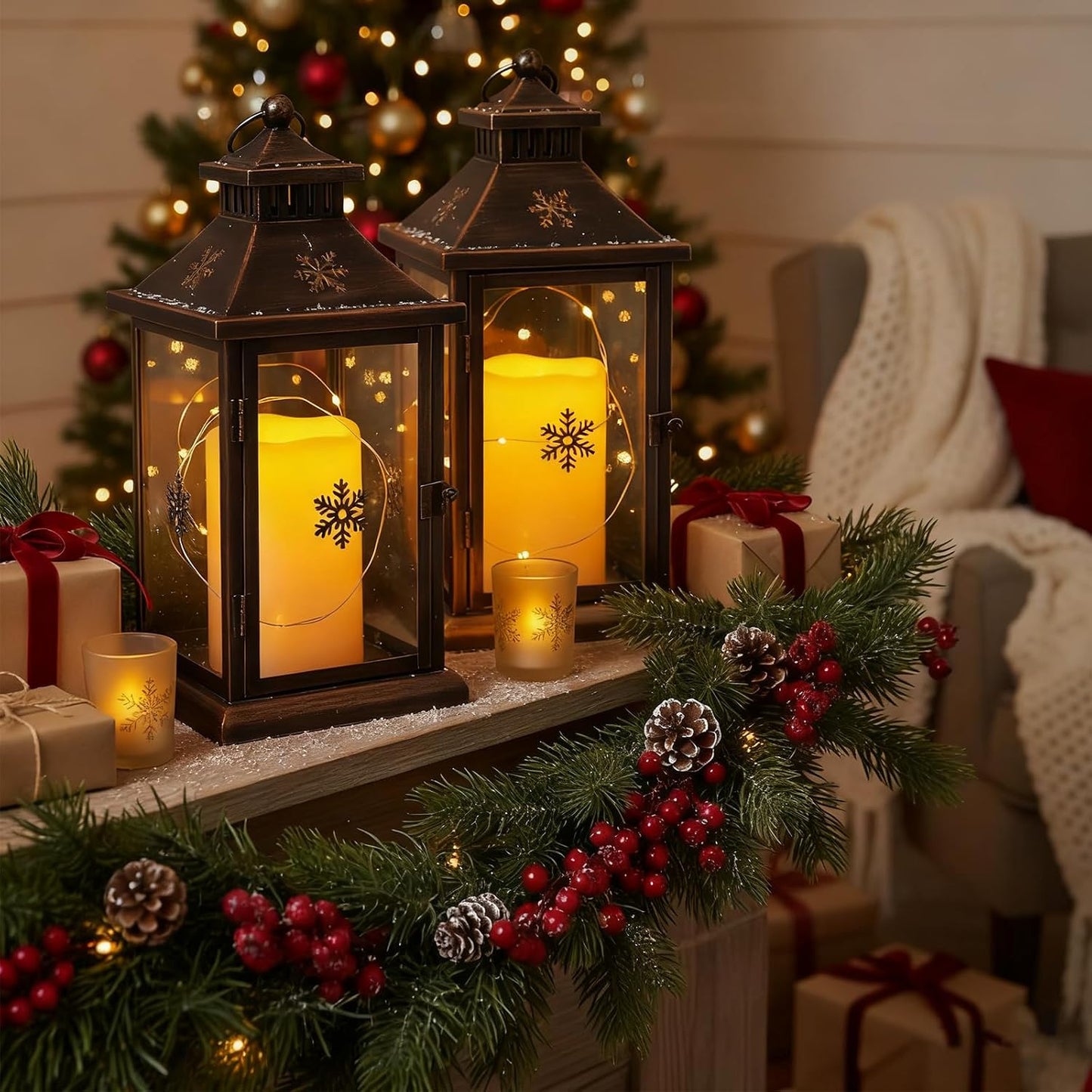 Amagic 2 Pack 6" x 4" Outdoor Plastic Electric flameless Candles with Remote Control and Timer, Battery Operated Flickering LED Pillar Fake Candle for Home, Wedding Decor, Ivory