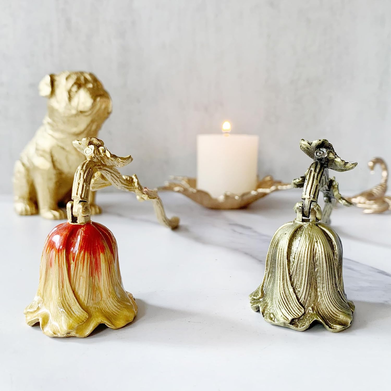 Ginkgo Candle Snuffer, Hand-Painted Metal Candle Extinguisher with Non-Slip Handle, Elegant Decorative Candle Tool for Hanukkah, Christmas, Birthdays (Rustic Ginkgo)