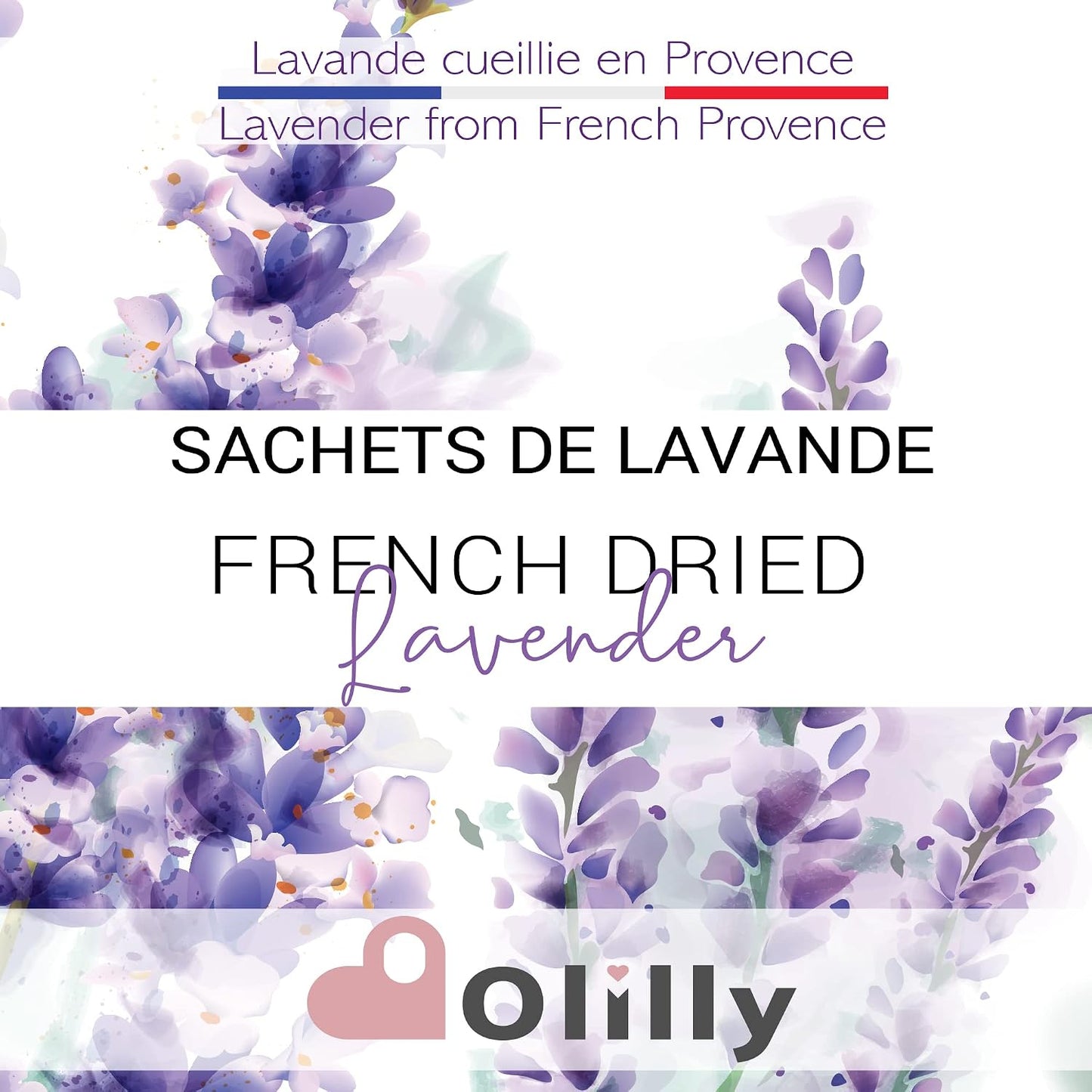 OLILLY - Premium Lavender Sachets from Provence France – 12 Natural Dried Lavender Bags – Luxury Linen & Closet Freshener – Long Lasting Lavender Fragrance – Elegant Organza Sachets