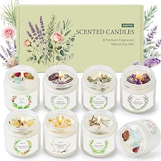 Scented Candles for Home,8 Pack Soy Candles Gift Set for Women,Aromatherapy Candle with Crystals Inside-Perfect for Mother's Day,Valentine's Day, Birthdays, Anniversaries,Christmas