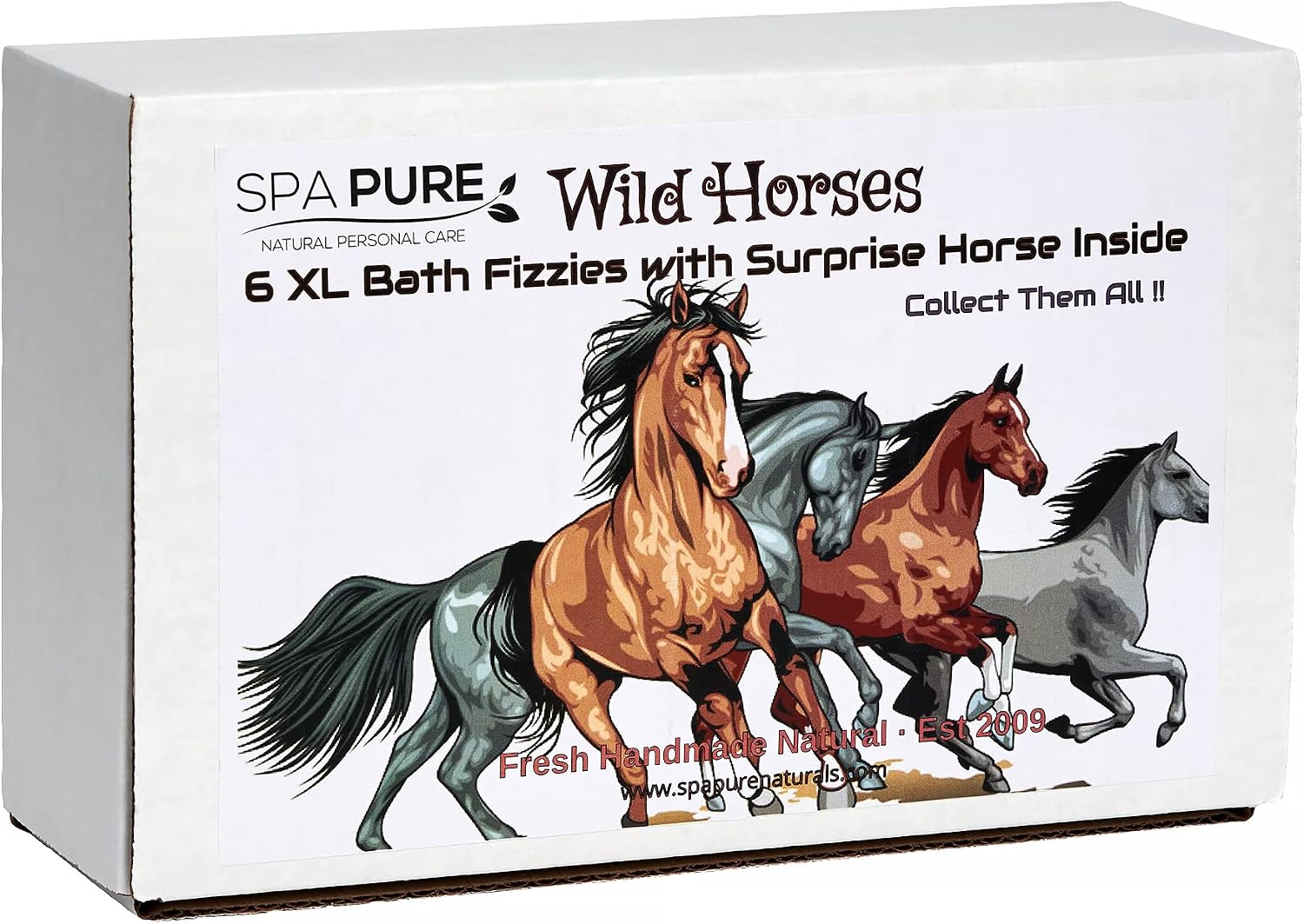 Wild Horses Bath Bombs: for Kids with 6 XL Bath Bombs with Surprise Horses Inside, USA Made, Handmade, Natural Bath Bombs, Birthday Gift idea for Kids, Spa Parties