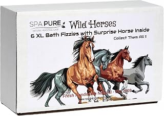 Wild Horses Bath Bombs: for Kids with 6 XL Bath Bombs with Surprise Horses Inside, USA Made, Handmade, Natural Bath Bombs, Birthday Gift idea for Kids, Spa Parties