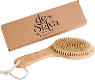 Dry Brush for body with Natural Boar Bristle & Bamboo Handle. Dry Body Brush for Lymphatic Drainage, Cellulite, Dead Skin. For Circulation & Smooth Skin. Gifts for Women.1 unit with box