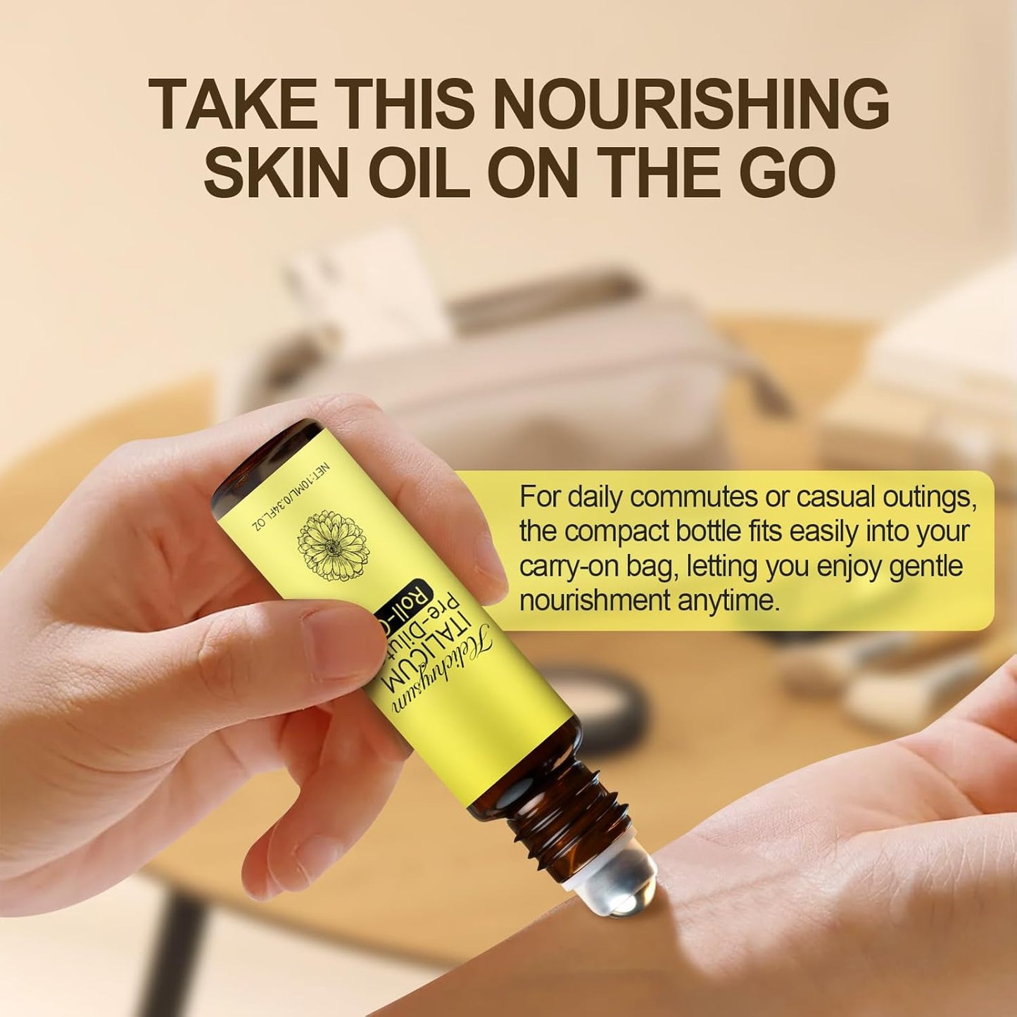 Helichrysum Oil & Castor Oil Roll On, Aromatherapy for Skin Vitality & Anti-Aging, Natural Skin Care, Pure, Organic, Moisturization, Nourishing, 2 PCS (10ML)
