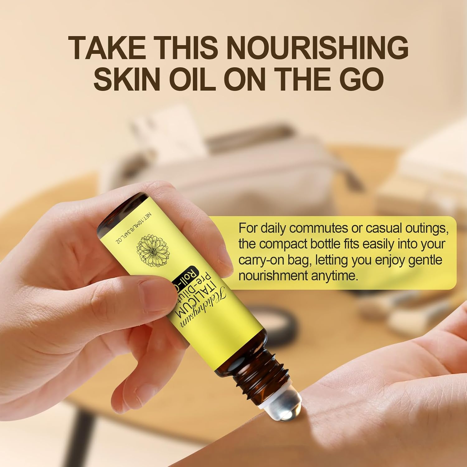 Helichrysum Oil & Castor Oil Roll On, Aromatherapy for Skin Vitality & Anti-Aging, Natural Skin Care, Pure, Organic, Moisturization, Nourishing, 2 PCS (10ML)
