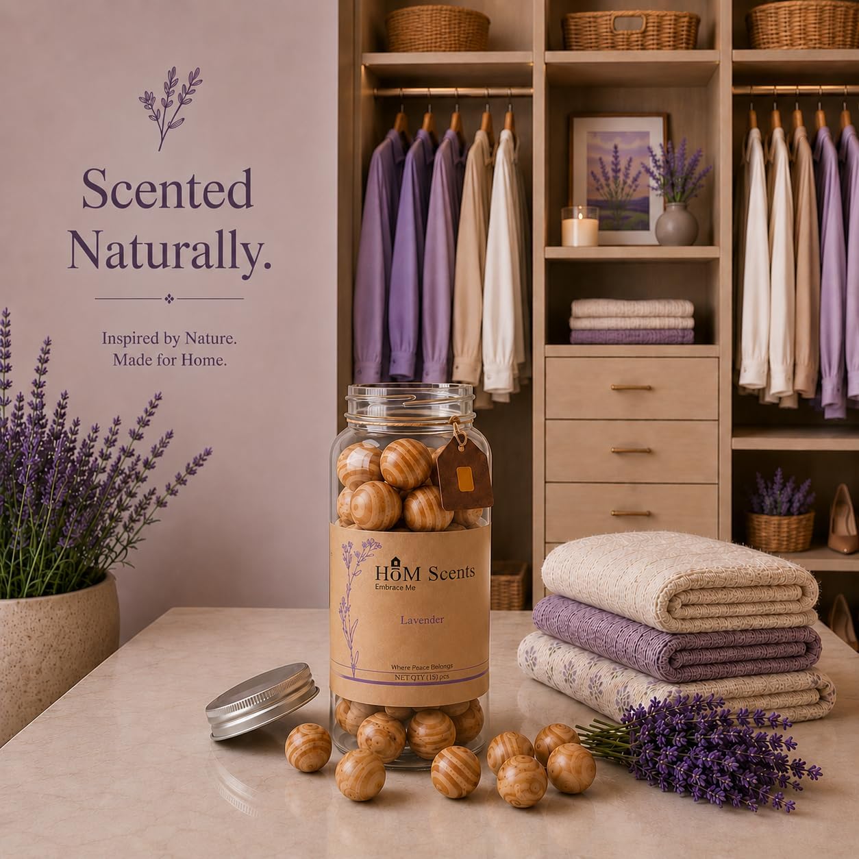 Lavender Cedar Balls - 35pcs, Long-Lasting Home Fragrance for Bedrooms, Bathrooms, Closets, Air Freshener, Odor Eliminator