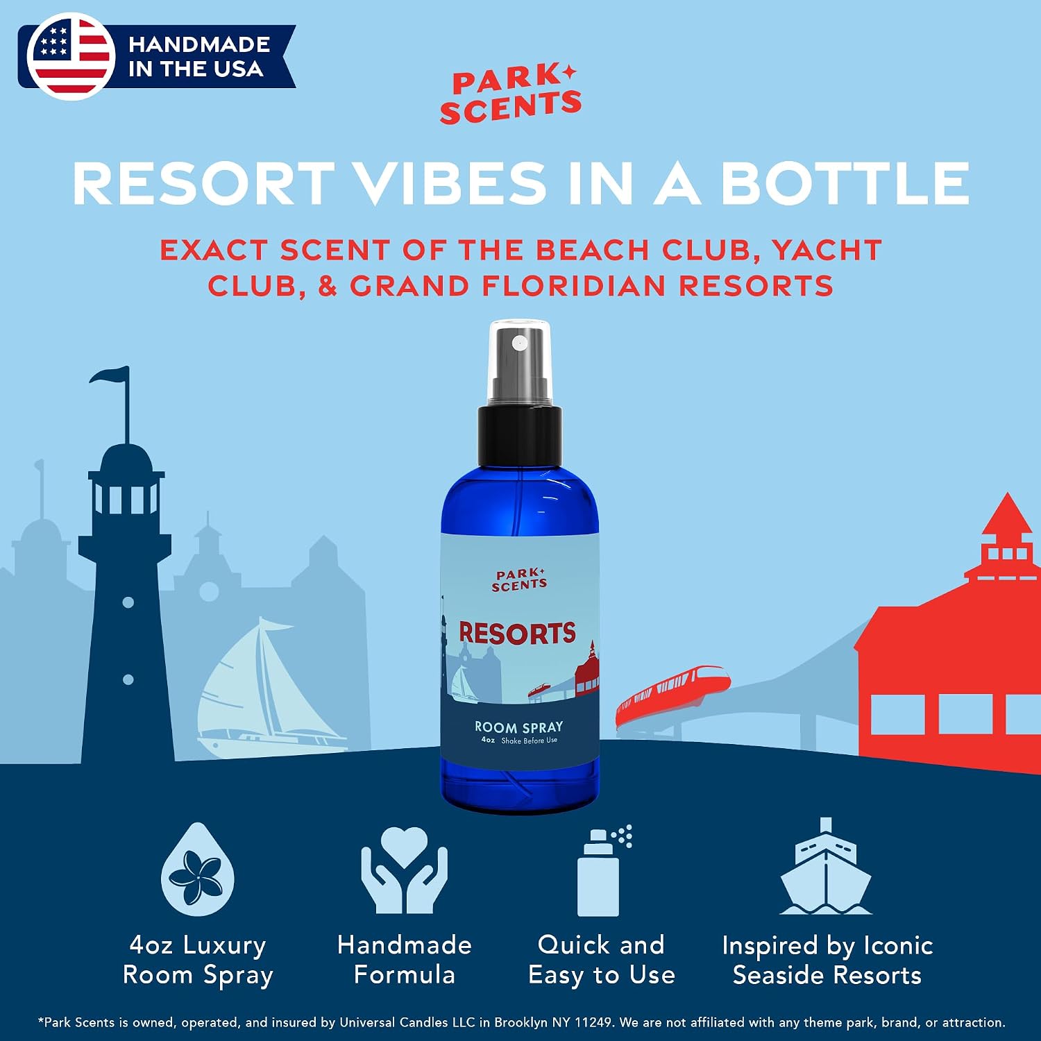 Park Scents Resorts – Floridian Theme Park Inspired Luxury Hotel Fragrance Room Spray – Clover, Aloe, Citrus & Daisy Air Freshener Spray – Birthday Gifts for Women, Sister, Hostess, Best Friend (4oz)