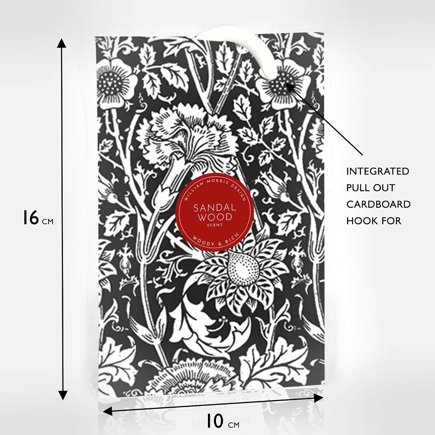 The Master Herbalist Scented Wardrobe Freshener Sachets in a William Morris Design. Available in Lavender, Sandalwood, Rose, Lily and Lilac (Sandalwood, Pack of 2)