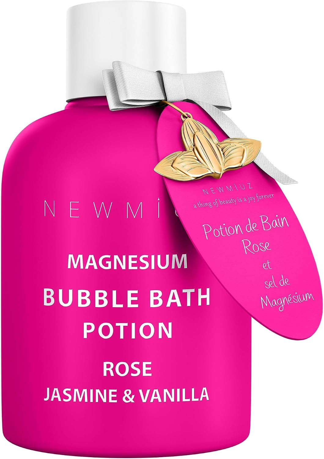 Magnesium Bubble Bath Rose Jasmine Vanilla Long Lasting Foam for Sore Muscles Epsom Salt Moisturizing Relaxing Stress Relief Spa Gift for Women