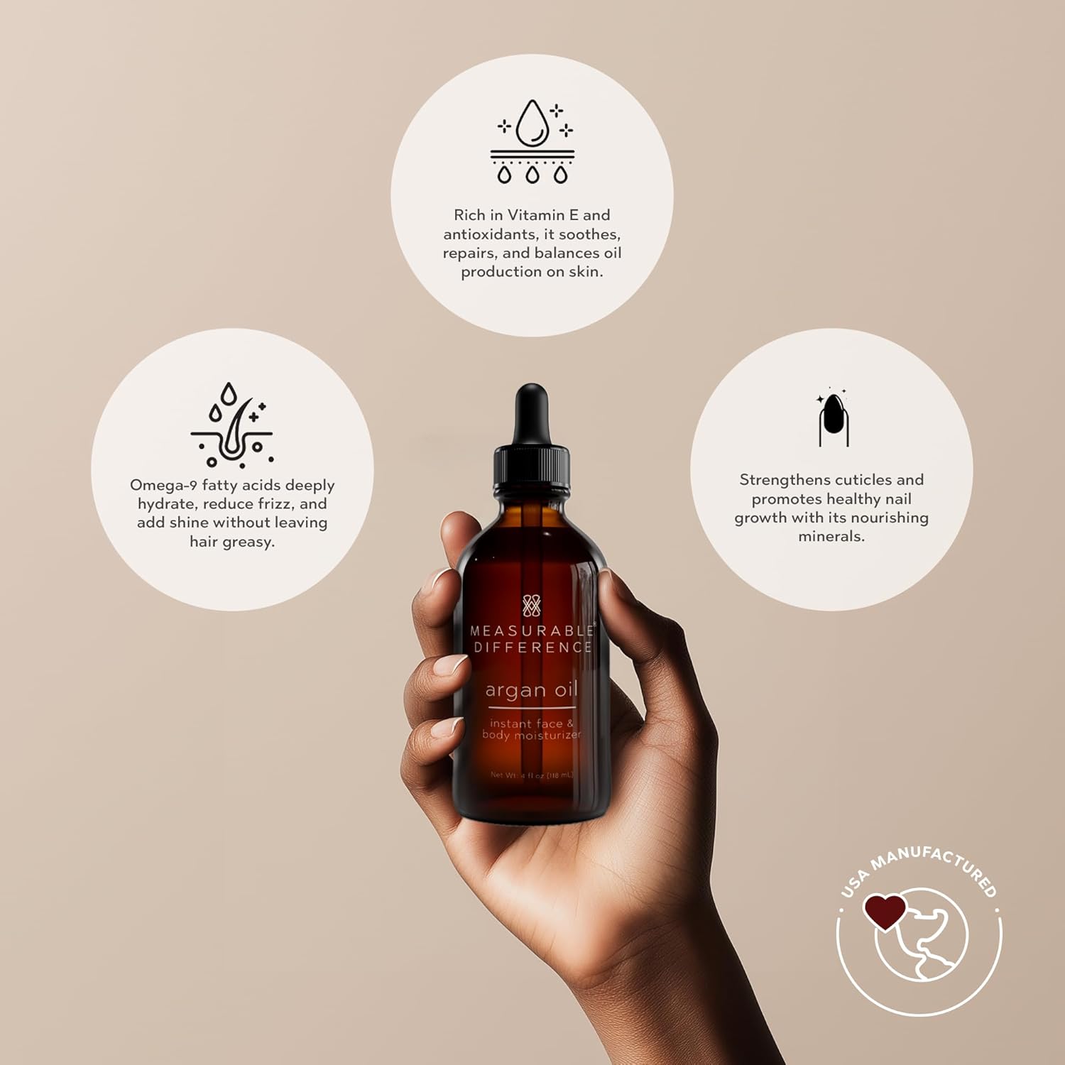 Measurable Difference Argan Oil Face Instant Face & Body Moisturizer, 4oz - Daily Nourishment & Hydration for All Skin Types