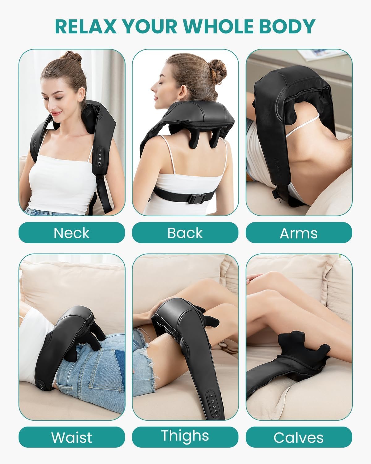 Nekteck Foot Soaking Tub Collapsible Bucket + Nekteck Cordless 6D Shiatsu Neck and Back Massager,