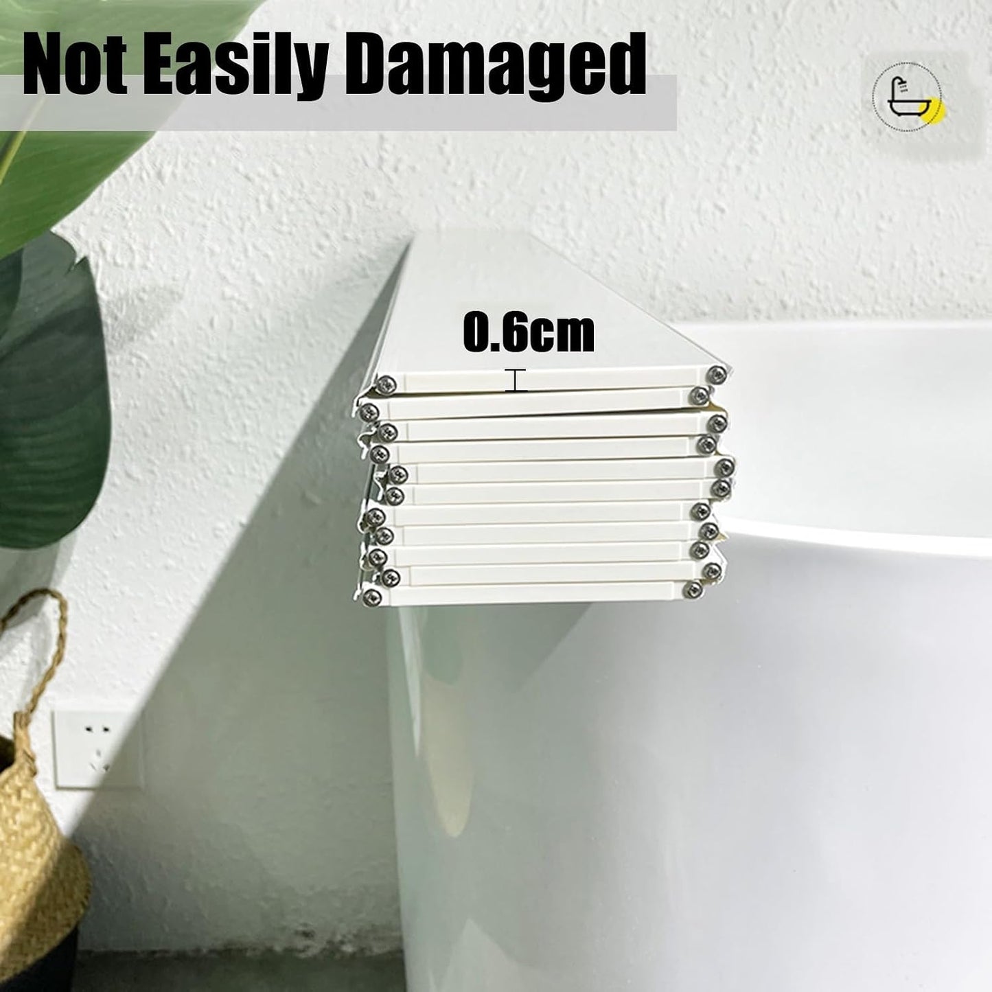 PVC Plastic Bathtub Cover Bath Tub Caddy Tray, Folding Dust-Proof Board Shutter Bath Lid, Durable Insulation Cover for Spa, Bathroom & Shower, 0.6cm Thickness (Color : White, Size : 66x97x0.