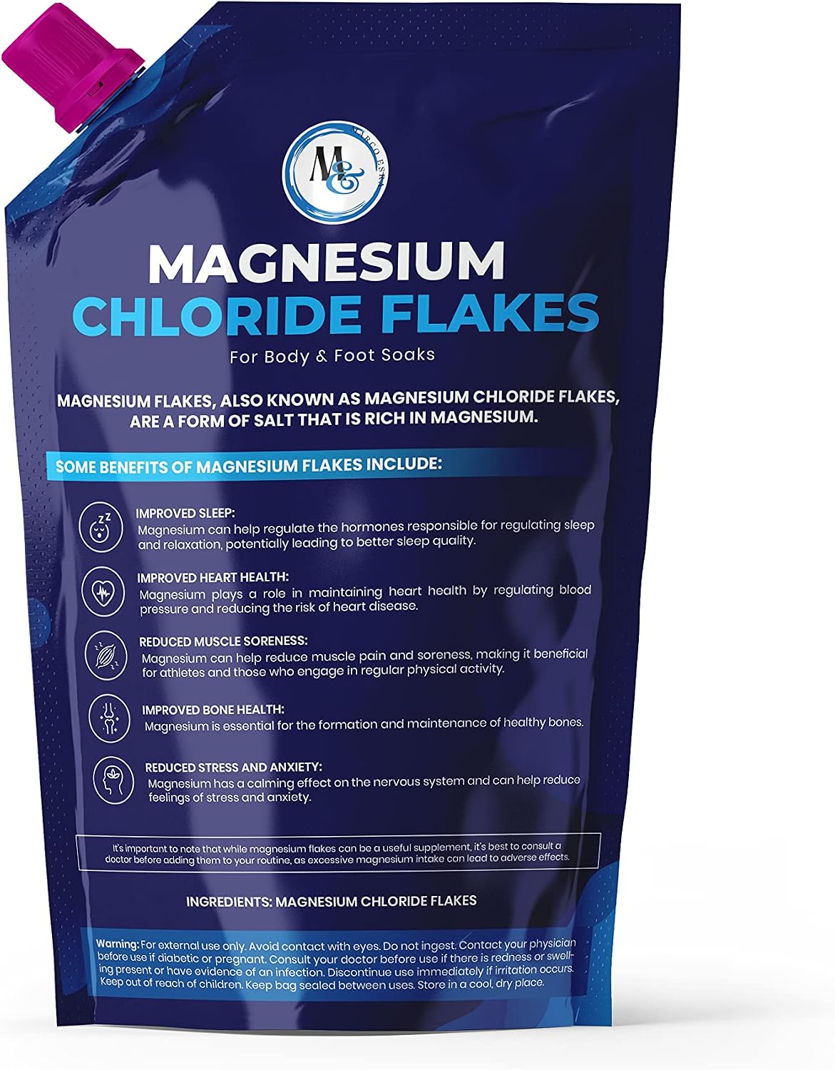 Dead Sea Magnesium Flakes Bath Salts for Soaking & Foot Soak - Natural Pure Chloride Supplement - Unscented Epsom Salt Alternative - Muscle Relief, Skin Nourishing & Better Sleep
