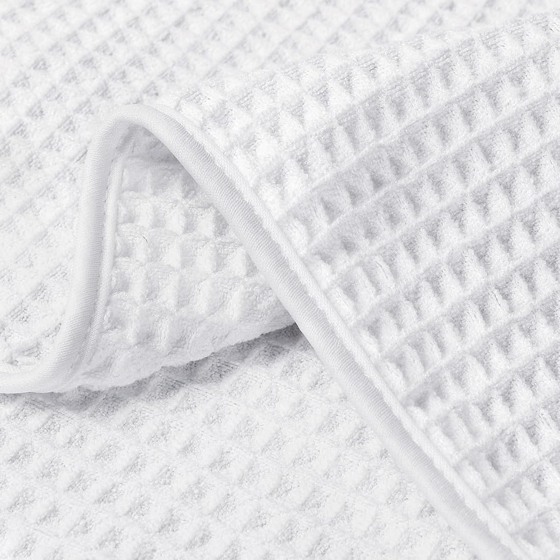 HOMEXCEL Waffle Bath Towels Set 4 Pack, Premium Microfiber Bathroom Towels, Ultra Soft, Lightweight, Highly Absorbent and Quick Dry Towel for Bathroom, Gym, Shower, Hotel, and Spa, 30 x 60 Inch, White