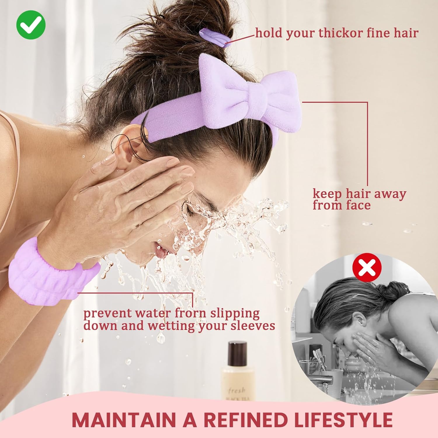 16 Pcs Skincare Headband Set, Face Washing Headband with Wristbands, Hair Claw Clips & Hair Ties, Spa Headbands for Women Girls, Perfect for Facial, Makeup, Shower, Gift Ready Box