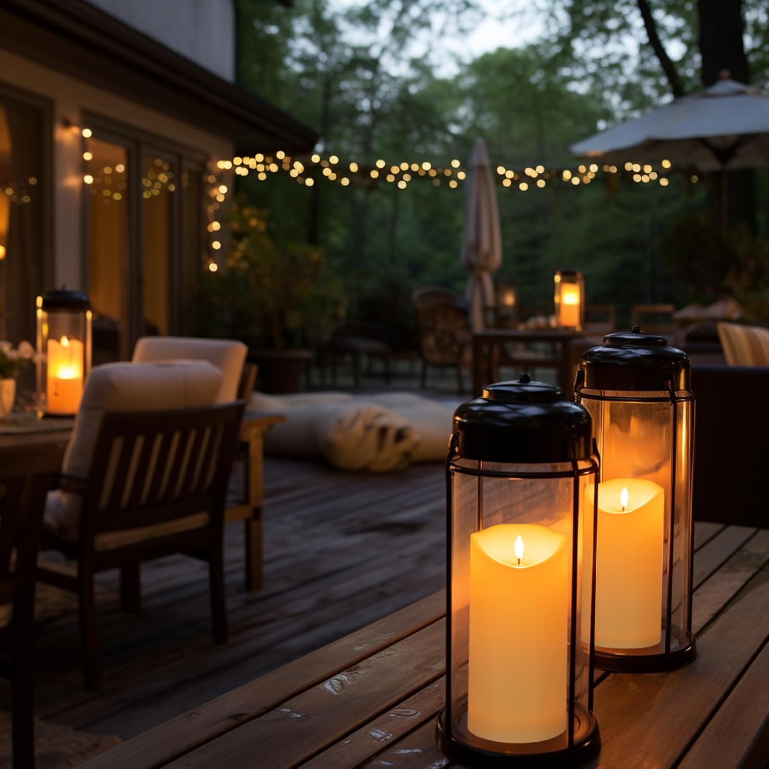 ANGELLOONG 9" x 4" Flickering Flameless Candles with Remote, Battery Operated Timer Candles, LED Pillar Candles for Outdoor Lanterns Porch, Set of 2