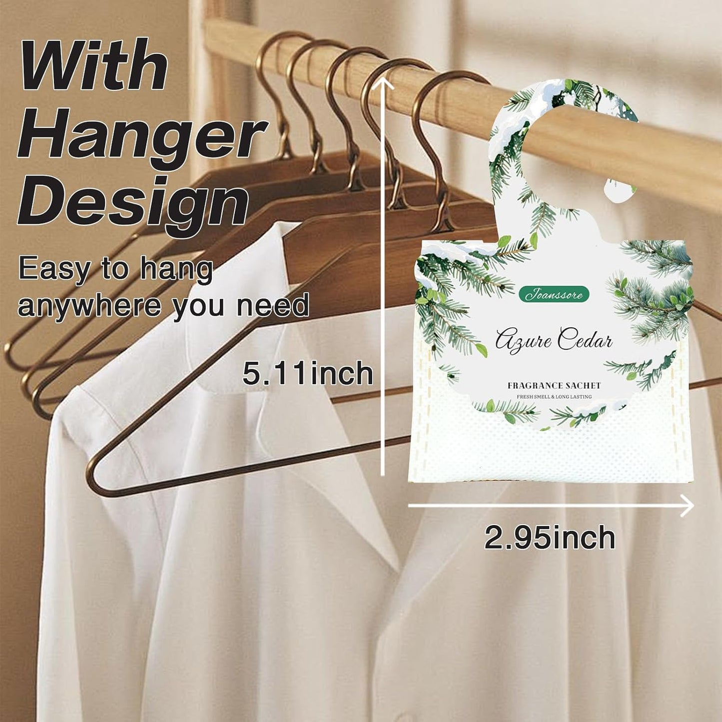 15 Packs Scented Sachets Bag for Drawers and Closets, Home Fragrance Sachet, Long-Lasting Hanging Closet Deodorizer Smell Goods for House (Azure Cedar)
