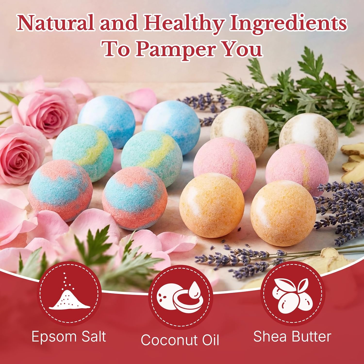 12-Pack Luxury Bath Bomb Gift Set for Men & Women,Aromatherapy Spa Set with Essential Oils,Perfect for Mother’s Day & Valentine’s Day Gifts,Relaxation & Self Care Bath Essentials