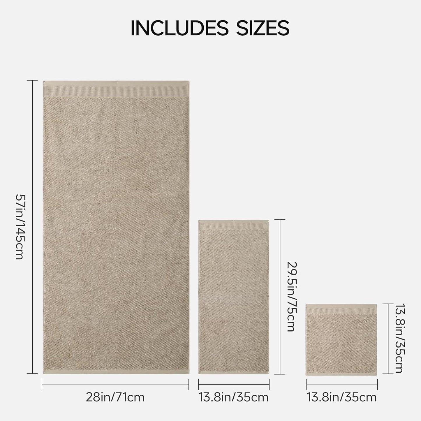 REDKISS 8-Piece Premium Towel Set, 2 Bath Towels, 2 Hand Towels, 4 Washcloths, 100% Cotton, Quick Dry, Highly Absorbent Towels for Bathroom, Gym, Hotel, Spa, Dark Coffee
