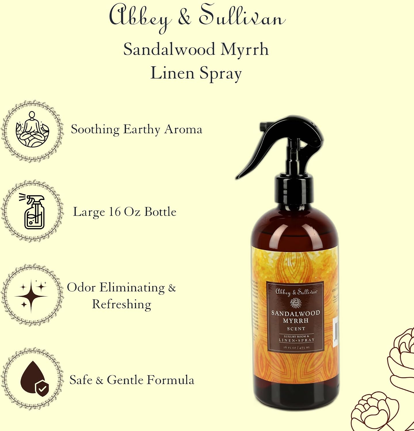 Abbey & Sullivan Linen Spray, Sandalwood Myrrh, 16 oz