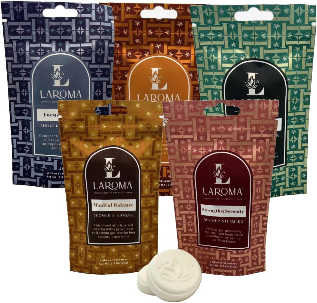 Laroma Aromatherapy Shower Steamers,10 Pack Shower Bombs for Men & Women, Made in The USA, 5 Essential Oil Blended Scents for Relaxation & Stress Relief