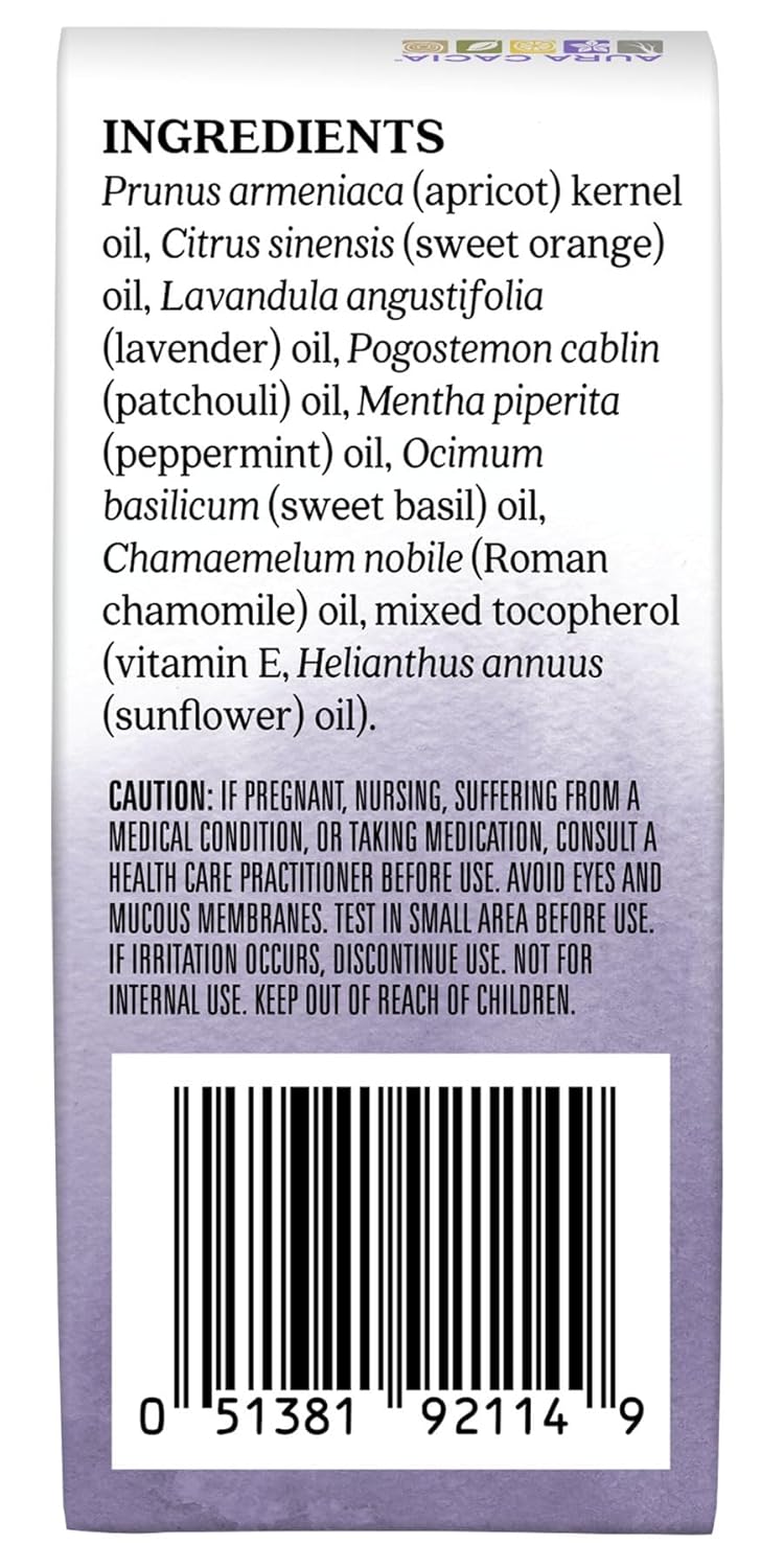 Aura Cacia Chill Pill Roll-On Essential Oil Blend, Sweet Orange, Lavender, Peppermint, Basil, Patchouli, Roman Chamomile in Apricot Kernel Oil | 0.31 Fl Oz (Pack of 1)