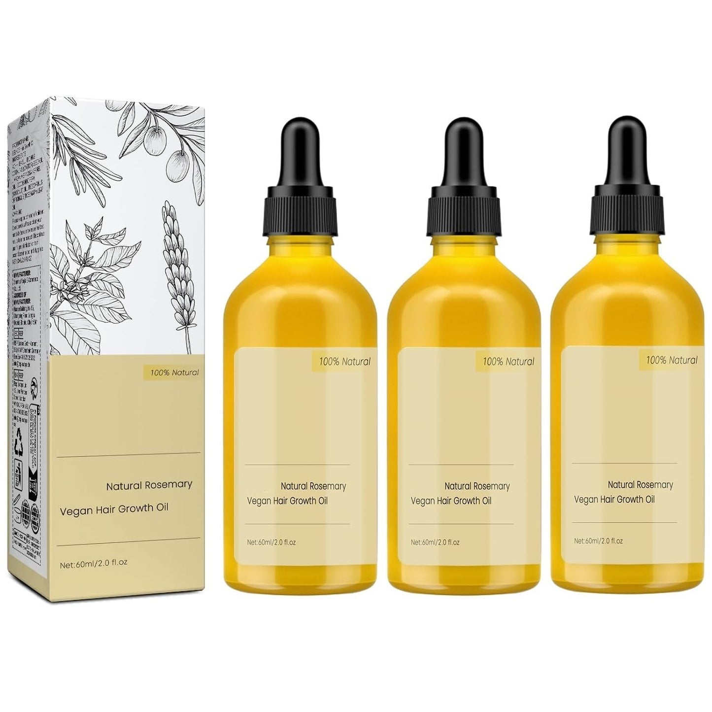 180 ML Natural Hair Growth Oil, Carvenchi Organic Rosemary Oil for Dry Damaged and Growth Thin Hair.