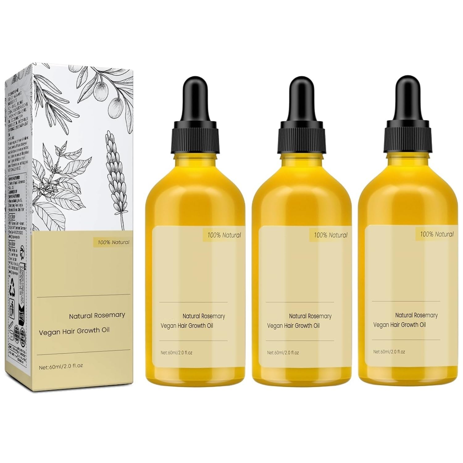 180 ML Natural Hair Growth Oil, Carvenchi Organic Rosemary Oil for Dry Damaged and Growth Thin Hair.
