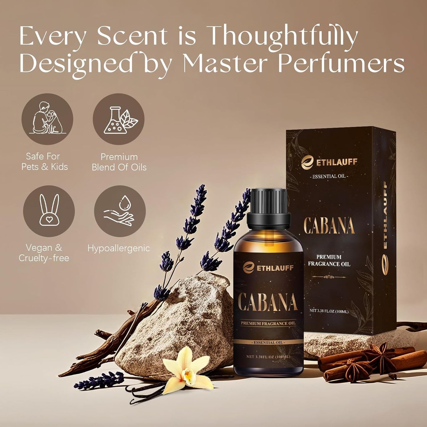 Cabana Hotel Diffuser Oil | Aromatherapy Fragrances Inspired by 5-Star Hotels | Luxurious Scents, Premium Fragrance Oil Blend for Waterless Diffusers and Crafting - 100ml, 3.38 fl oz
