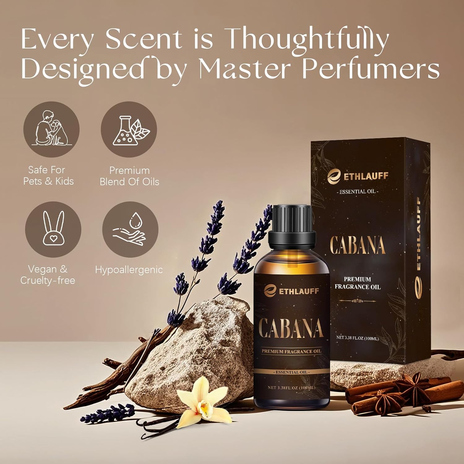 Cabana Hotel Diffuser Oil | Aromatherapy Fragrances Inspired by 5-Star Hotels | Luxurious Scents, Premium Fragrance Oil Blend for Waterless Diffusers and Crafting - 100ml, 3.38 fl oz