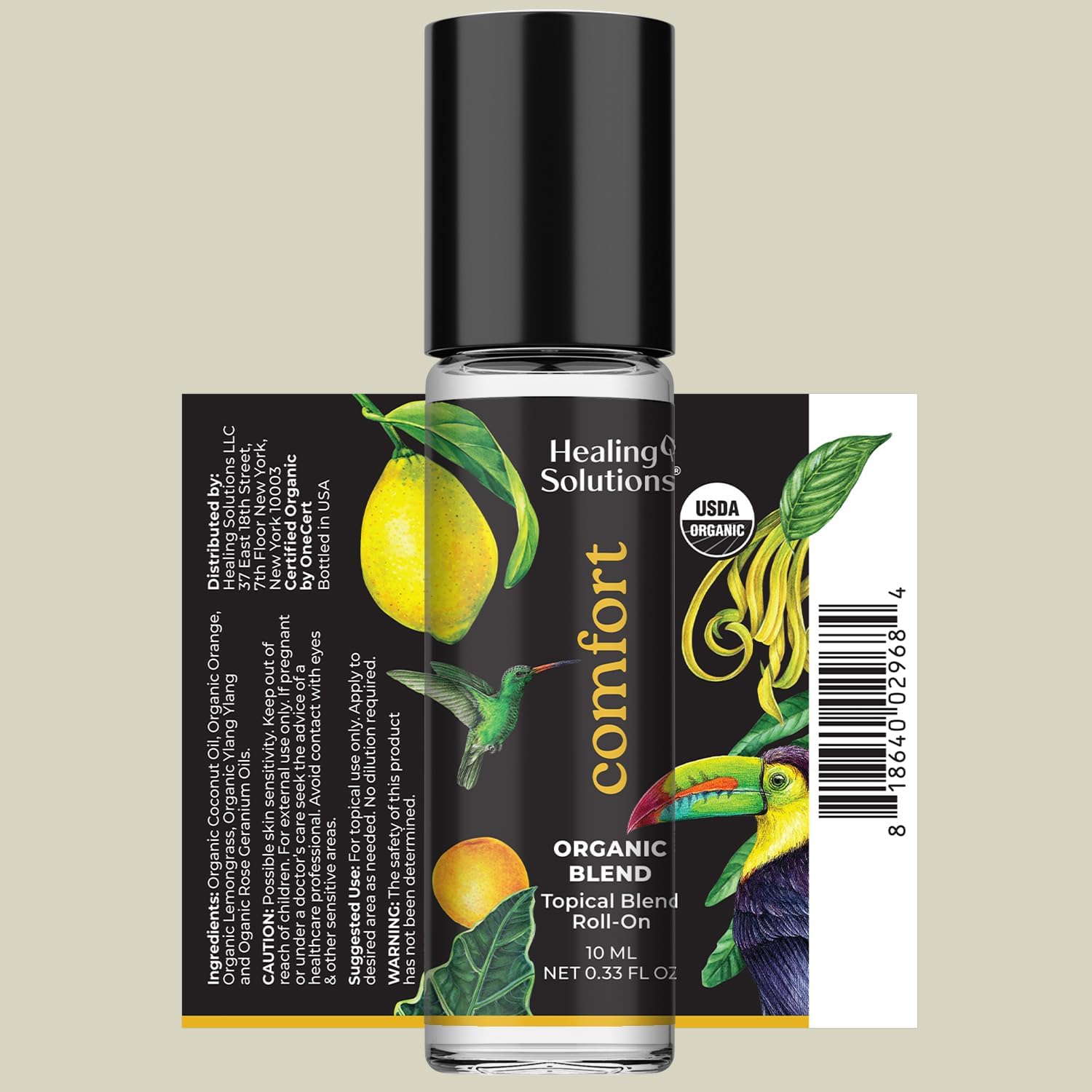 Healing Solutions (2 Pack) Comfort Essential Oil Roll-On, Perfume - Stress Ease Essential Oil Roller - Self Care Organic USDA Certified Present for Women - Roll On Perfume