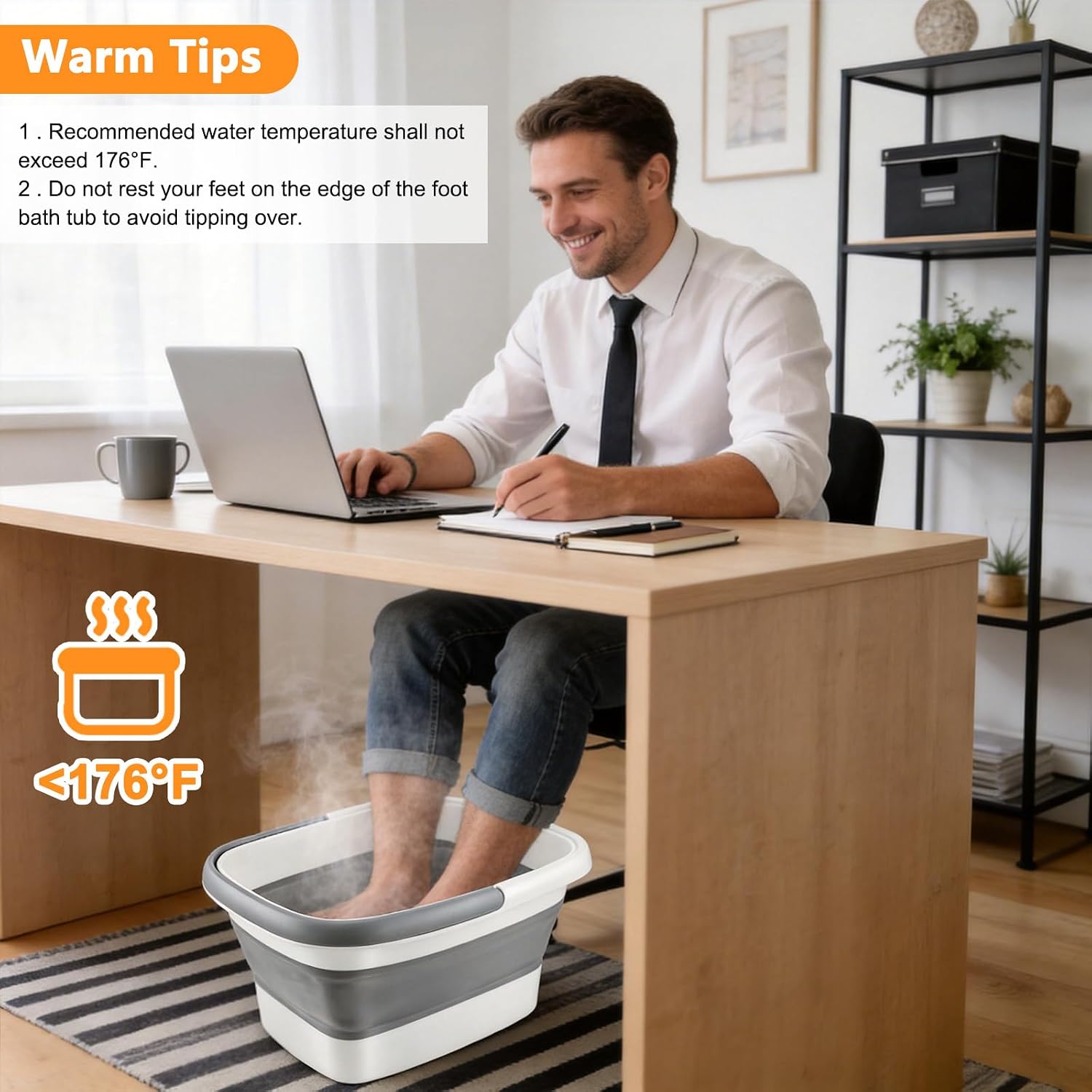 Collapsible Foot Bath Soak Tub with Massage Acupoints, 15L Foot Soaking Tub Feet Massager for Spa Health Care Pedicure, Plastic Wash Basin Foot Bucket with Handle for Trip Camping, Gifts for Women Men