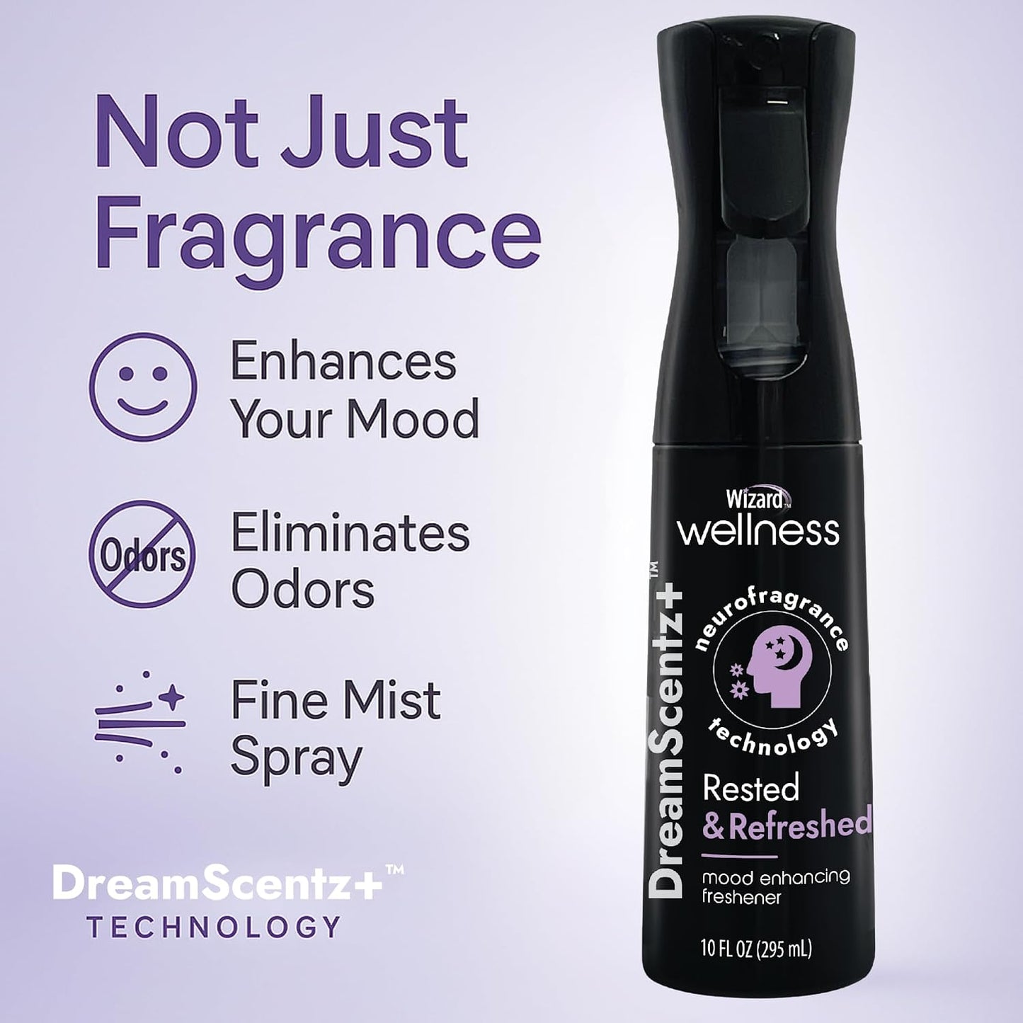 Wizard DreamScentz™ (Rested & Refreshed) Patented Science-Backed Mood-Enhancing Room Mist, Non-Aerosol Continuous Fine-Mist Spray with Neuro-Fragrance Technology – 10 Fl Oz