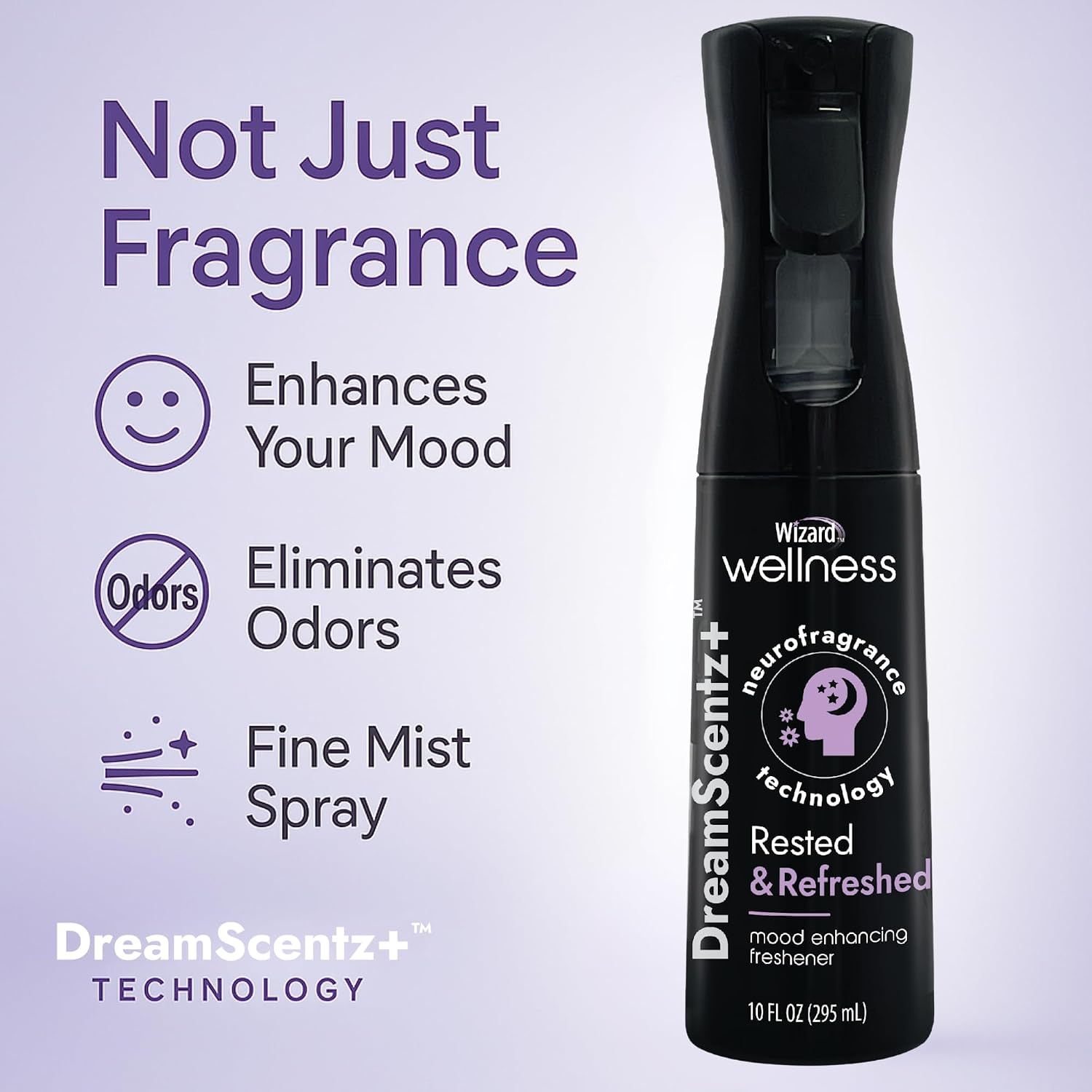 Wizard DreamScentz™ (Rested & Refreshed) Patented Science-Backed Mood-Enhancing Room Mist, Non-Aerosol Continuous Fine-Mist Spray with Neuro-Fragrance Technology – 10 Fl Oz
