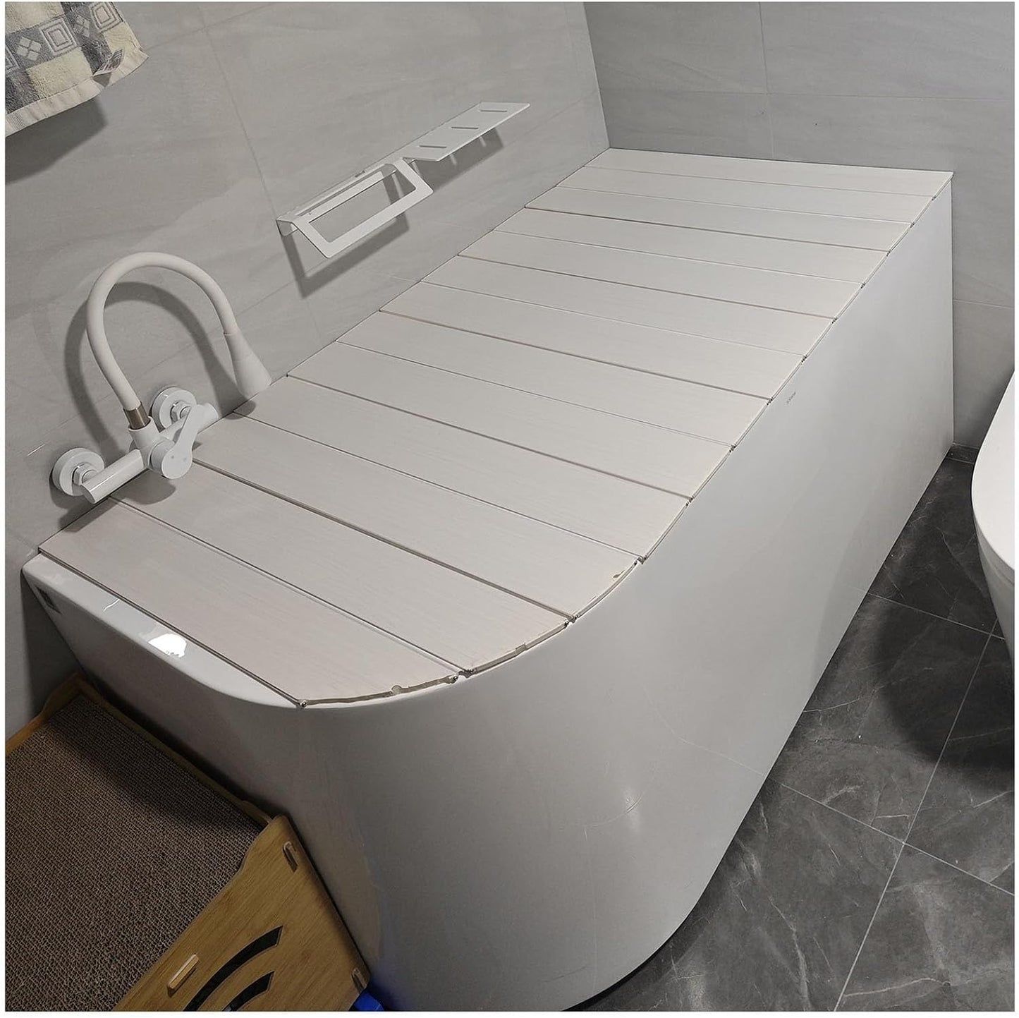 Bathtub Tray Folding Bathtub Cover Bathtub Caddy Tray, Dust-Proof Board Insulation Cover Shutter Bath Lid Bath Tub Accessories Bathtub Trays, 0.6cm Thickness Multifunctional(80x150x0.6cm)