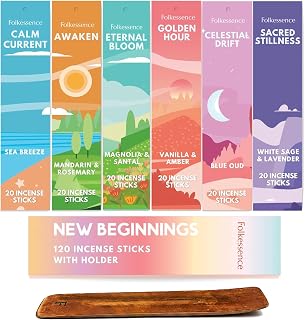 Folkulture Incense Sticks (120 Sticks) with Holder | Set of 6 Incense Sticks for Aromatherapy, Graduation Gifts, Pride Gifts | No Charcoal, Non Toxic, Vanilla & Lavender Incense Sticks