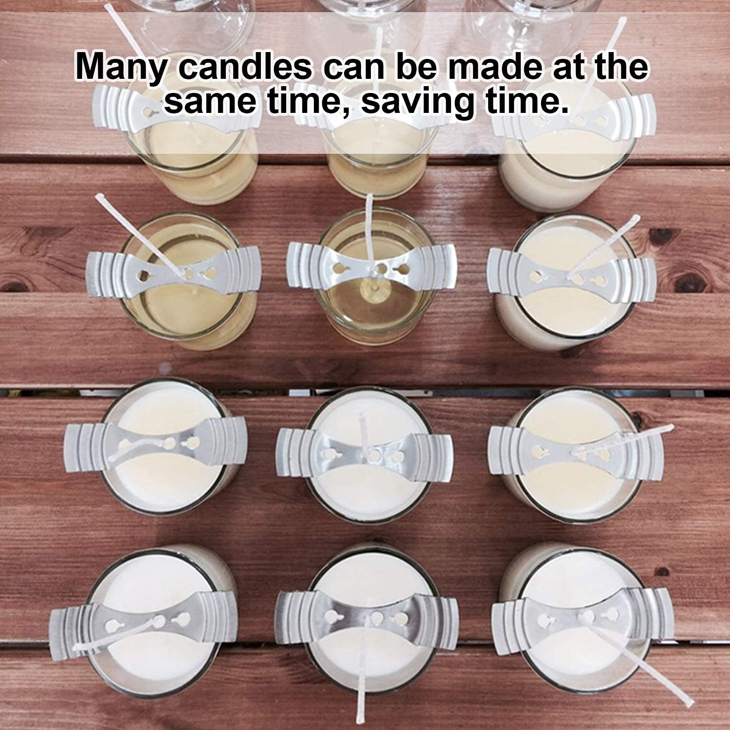 DINGPAI 20pcs Metal Candle Wick Centering Devices, Silver Stainless Steel Candle Wick Holder