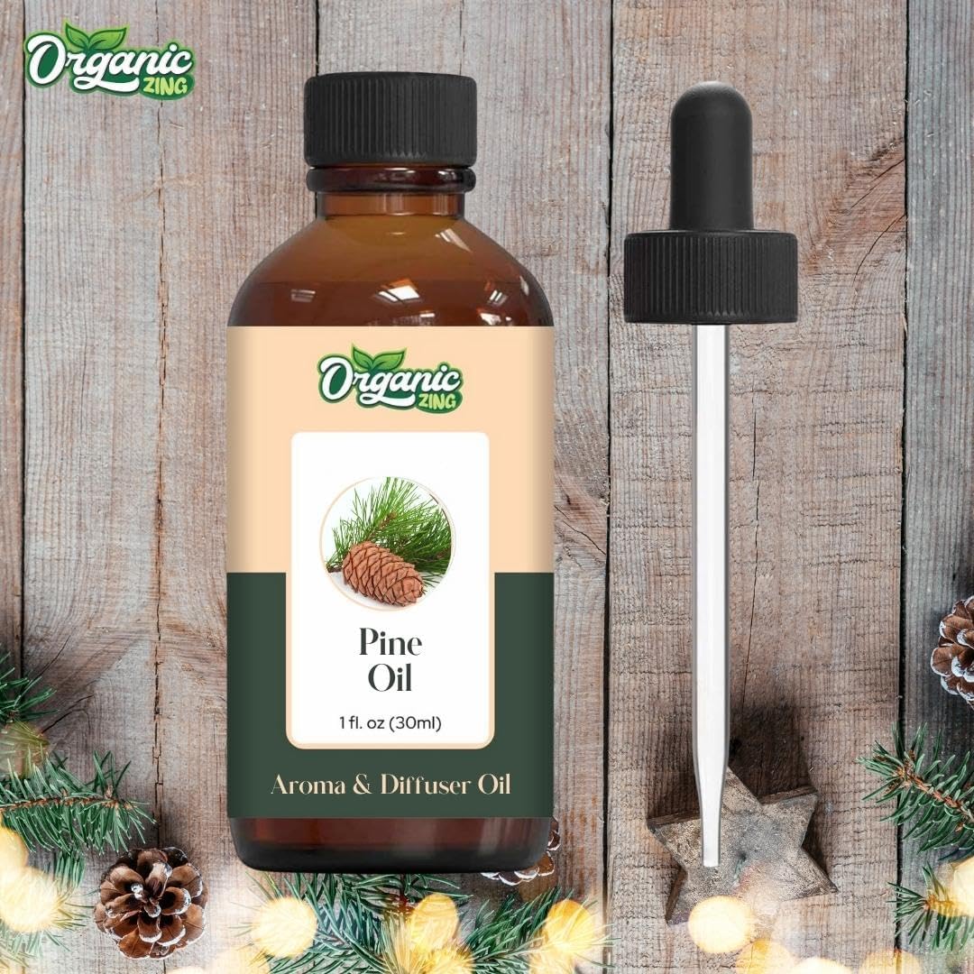 Organic Zing Pine Oil 30 ml (1.01 fl oz) – Steam Distilled Fresh Woody Aromatic Oil for Diffusion Blends, Household Cleaning Formulations & Natural Fragrance