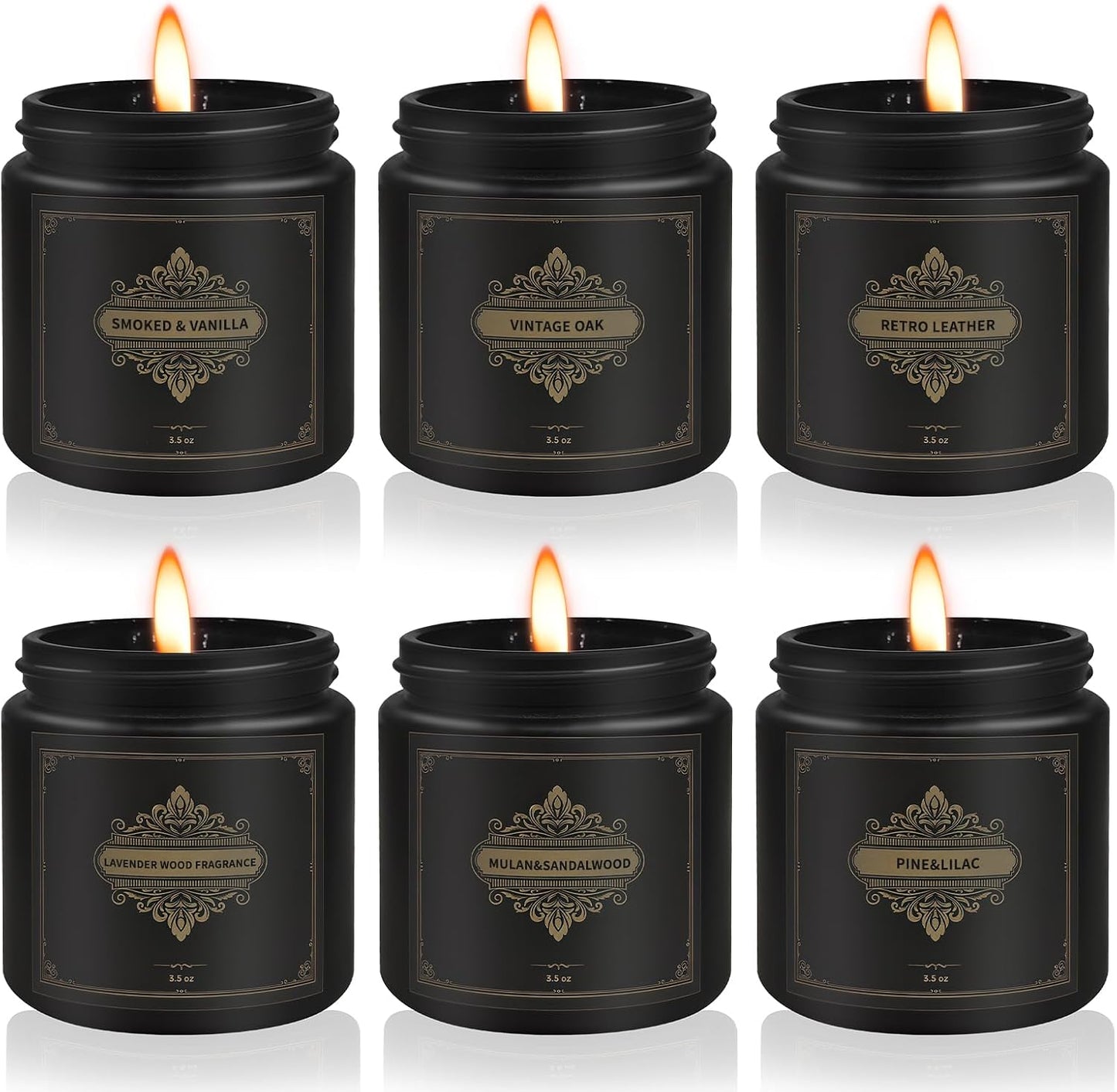 Gifts for Men,6 Pack Scented Candles for Men, Scented Candles Set Soy Candles for Home Him,Father's Day Gifts, Scents of Rosemary/Fresh Rose/Cedar Teak/Grapefruit/Rose & Pomegranate Berry/Fig