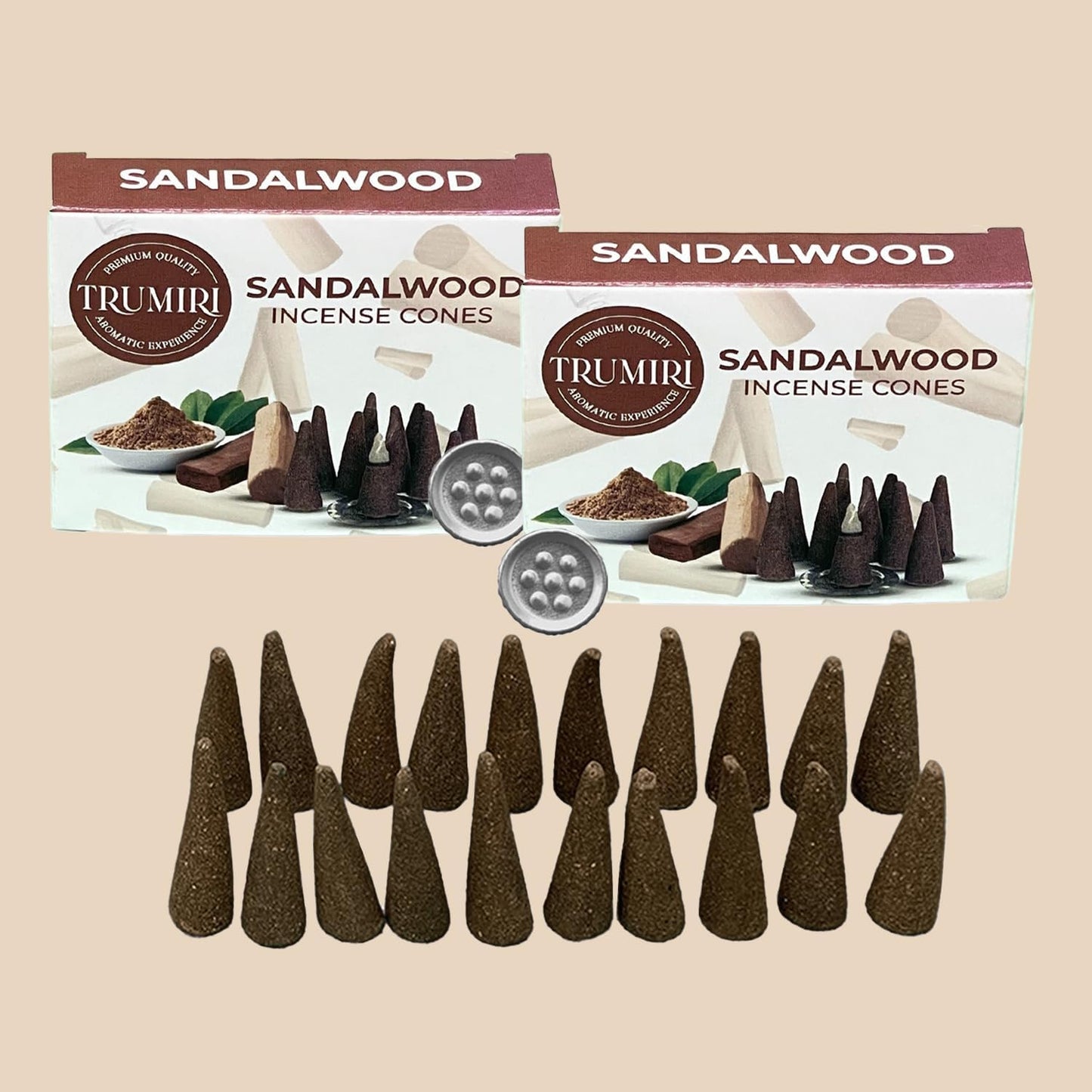 TRUMIRI Sandalwood Incense Cones - Total 20 Cone Incense - Dual Pack of 10 Insence Cones - Incense Cones Scented - Cone Incense Scents - Insense Cones - Incent Cone