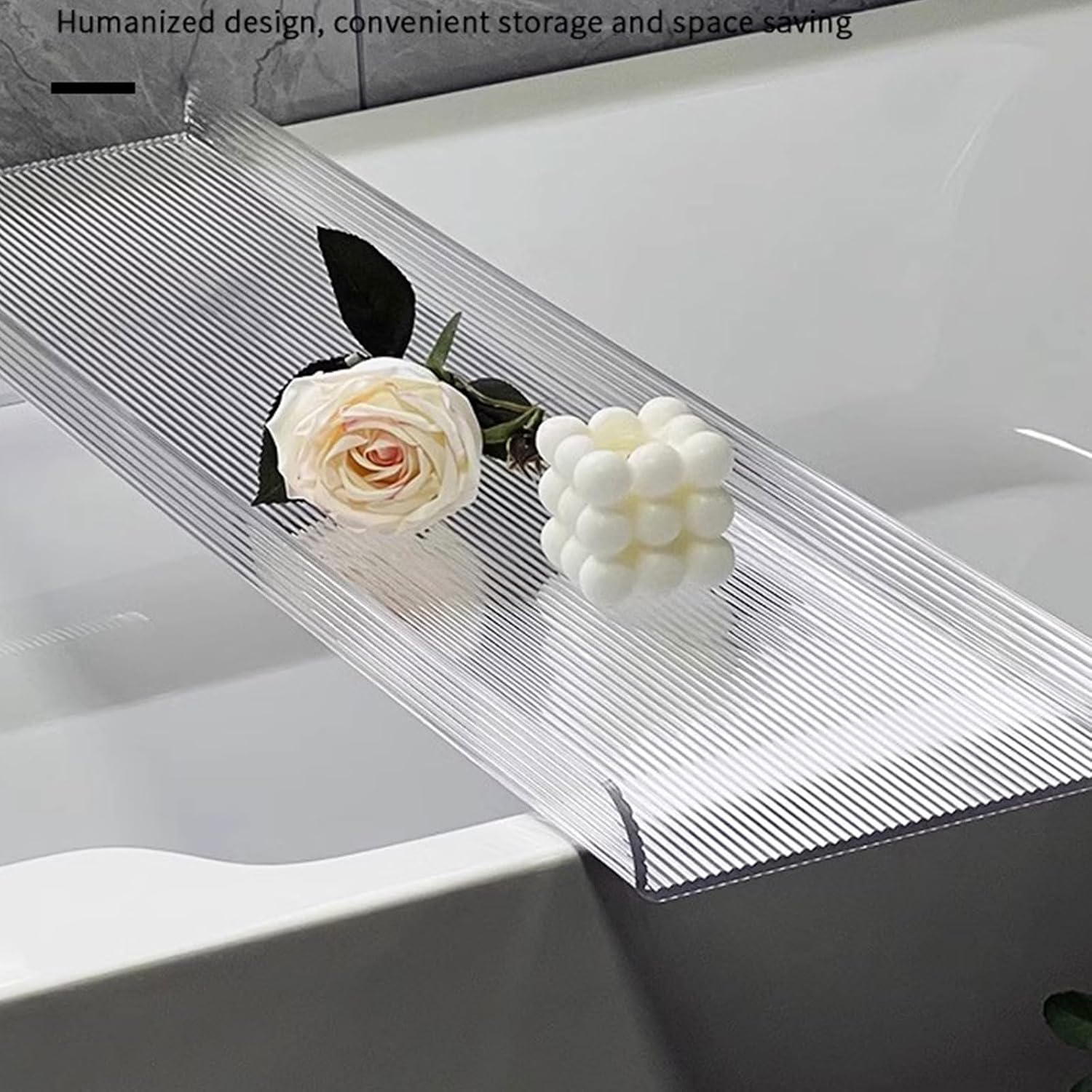 Clear Acrylic Bathtub Tray Caddy for Luxury Bath, Luxury Bathroom Organizer with Tablet Holder, Bathtub Shelf Across Tub Plastic Bath Board Tub Shelf Shower,90cm/35.4" L