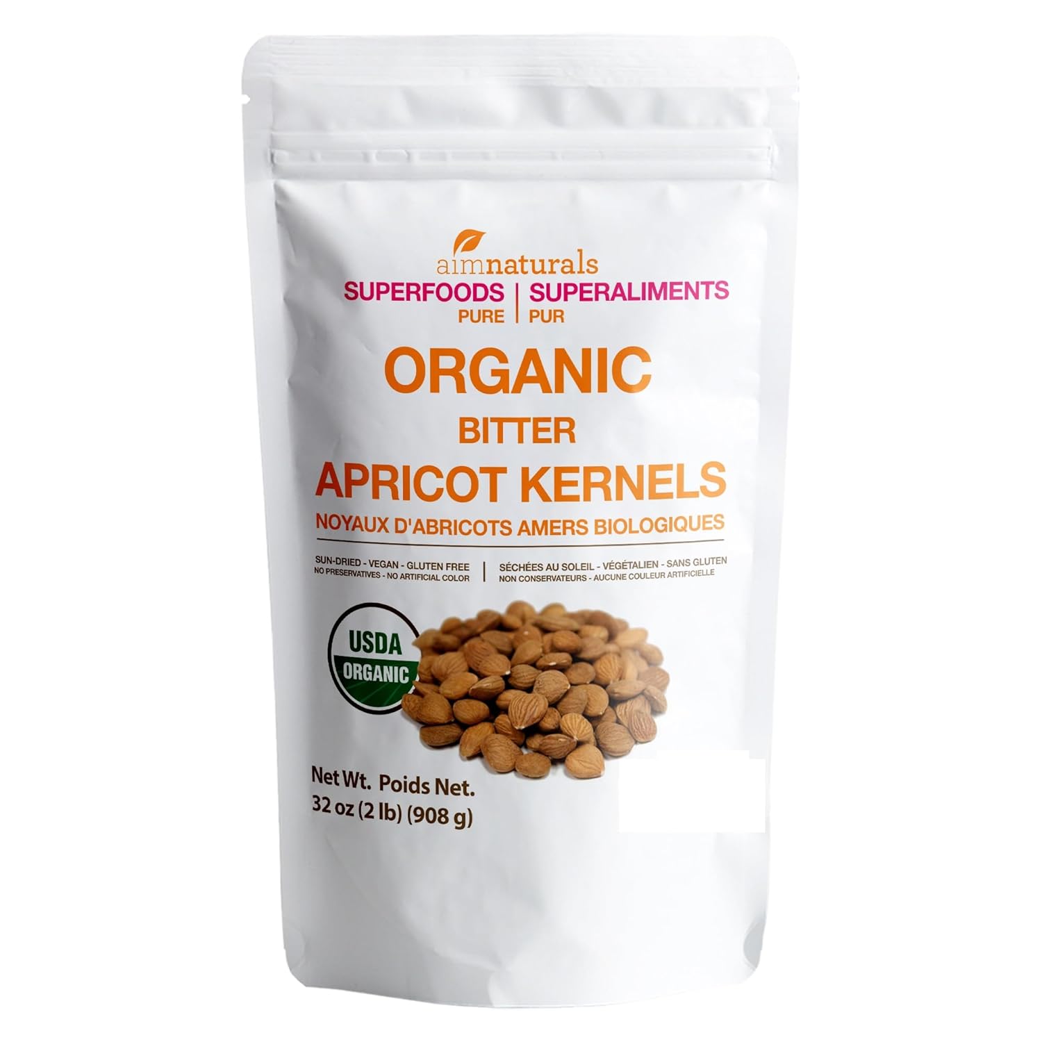 Bitter Apricot Kernels Organic Raw (2 LB) - USDA Organic Certified – Product of Turkey