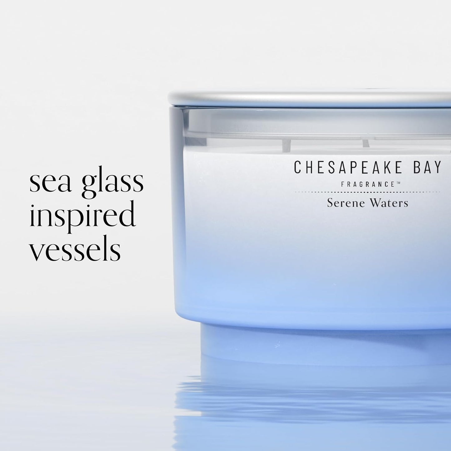 Chesapeake Bay, 14.5oz Serene Waters Scented Candle, Mood Evoking Fragrance, Sea Glass-Inspired Jar, Premium Soy Blend Wax with Essential Oils, Coastal Fragrance for Home Décor or Gifting