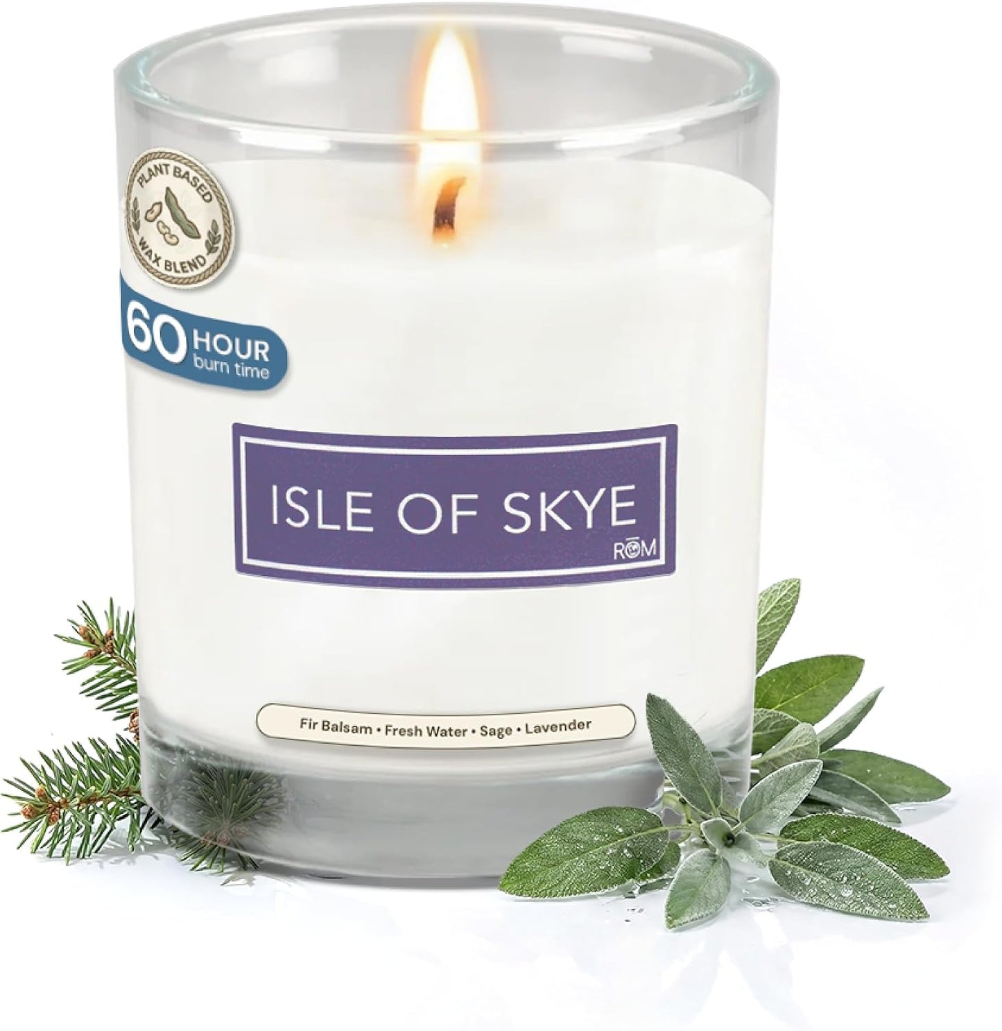 Isle of Skye Luxury Scented Candle – Natural Plant Based Wax, 9oz – Fir Balsam, Sage, White Orchid & Eucalyptus - Long Lasting 60 Hour Burn – Non-Toxic, Hand-Poured in USA for Home